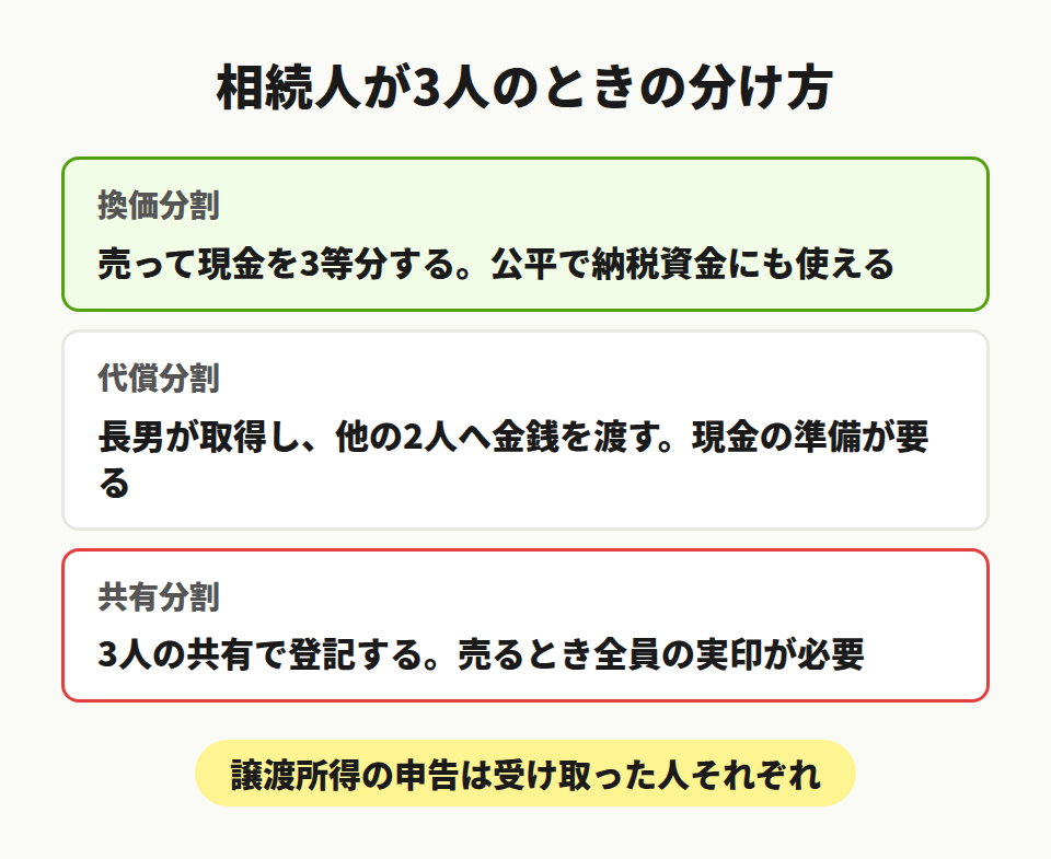 換価分割・代償分割・共有分割の3つの分け方